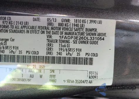 2013 Ford Focus S from USA, damaged, VIN 1FADP3E26DL331054